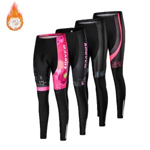 Pantalons de cyclisme Femme Hiver Thermique Polaire Pantalon de Cyclisme VTT Fermeture éclair Pour Vélo Collants Pro Team Gel Rembourré Vélo Pantalon Long 231216