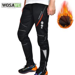 Vélo Pantalon WOSAWE hiver hommes cyclisme vélo pantalon thermique polaire coupe-vent pantalon vêtements de sport vélo collants réfléchissants cyclisme pantalons longs 231202