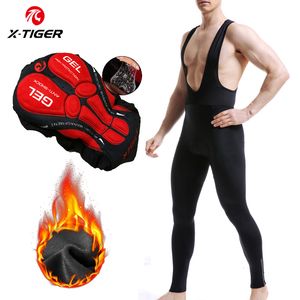 Cycling Pants X-Tiger Keep Warm Cycling Bib Trousers Winter Thermal Mountain Bike Pants Bicycle Tights Coolmax 5D Gel Pad Cycling Bib Pants 230807