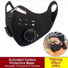 Fietsen Beschermende Gezichtsmaskers met Filter Zwart Geactiveerde koolstof PM2.5 Anti-Verontreiniging Stof Sport Running Training Racefiets Herbruikbare Maskers