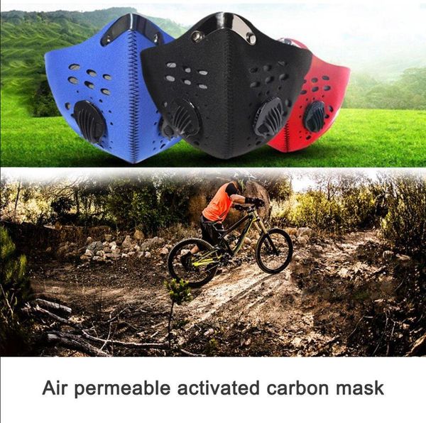Masques de protection pour le cyclisme avec filtre noir charbon actif PM2,5 anti-poussière sport course formation vélo de route masques réutilisables FY9038