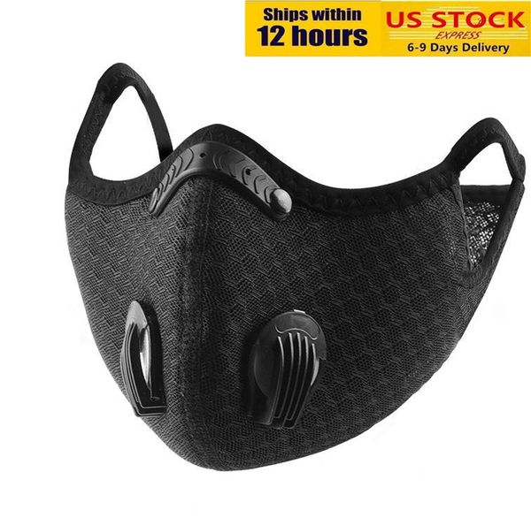 Masques de protection de cyclisme avec filtre noir charbon actif PM2,5 poussière sport course à pied vélo de route masques réutilisables FY9060