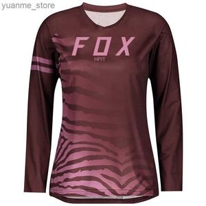 Fietsende shirts Tops 2021 Cross Country Mountain Bike Jersey Women Downhill Jersey Hpit Mountain Shirt Cross Country Jersey Ladies Sweatshirt Y240410