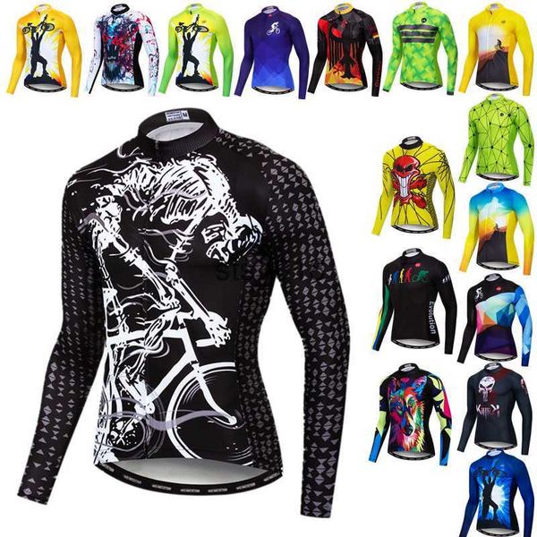 Cyclisme Chemises Tops Automne Hommes Maillot De Cyclisme À Manches Longues Crâne Vélo Chemise À Manches Longues Vélo Jersey Tops Respirant Vélo Vêtements Maillot T230303