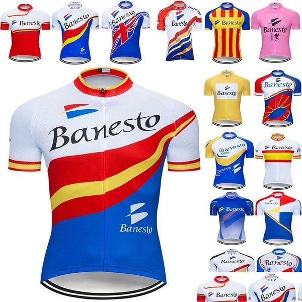 Cycling Shirts Tops Banesto Team Pro Jersey MTB ROPA Ciclismo Hombres Summer Summer Maillot Bike Wear 220226 Drop Delivery Deports Outd Dhhhij