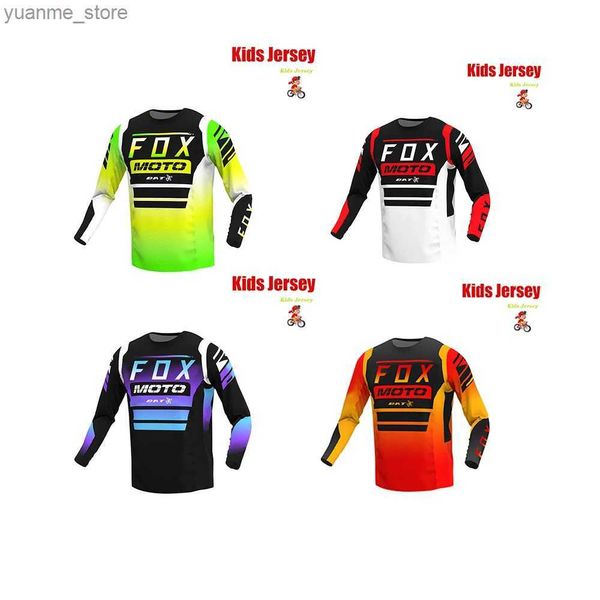 Chemises cyclables Tops Bat Childrens Jersey Downhill Jerseys Mountain Bike Shirt Motorcycle Kids T-shirt Bicycle Jersey Colding Y240410