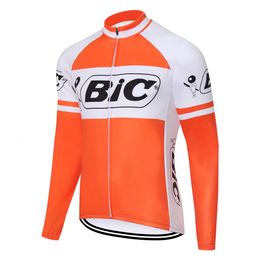 Chemises de cyclisme hauts BIC homme Orange rétro maillot de cyclisme à manches longues homme vélos Enduro rapide mince séchage vélo descente vtt hiver polaire vêtements 230904