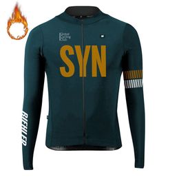 Camisetas de ciclismo Tops Biehler SYN Team Pro Jersey de ciclismo de manga larga Hombres Winter Fleece thermo Bicicleta Ropa deportiva Warm Bike Wear 230617