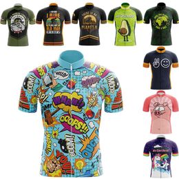 Fietsshirts Tops cartoons fietskleding zomer heren grappig fietsshirt cyclus korte mouw mtb jersey racefiets kleding maillot velo homme 230830