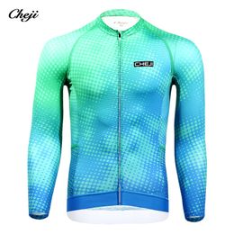 Fietsende shirts bovenaan cheji heren en dames fietsjerseys lange mouwen tops in snel droge jykk ritssluiting hoogwaardige stof 230820