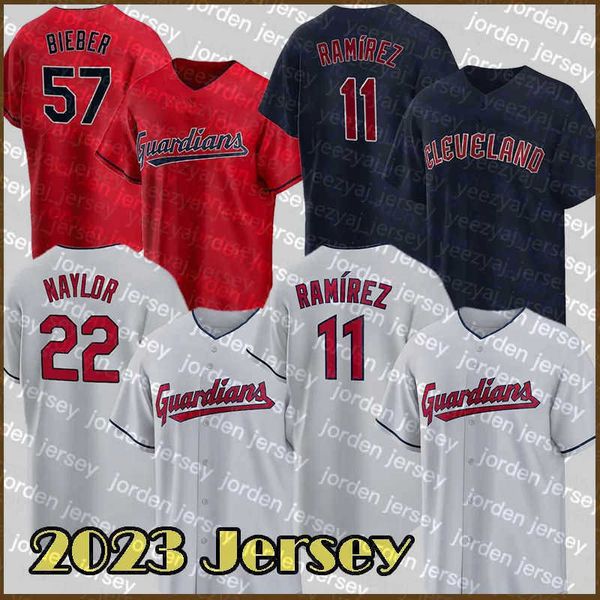 Maillots de cyclisme Tops Cyclisme 2023 Porter des maillots de baseball Gimenez 11 Ramirez Indians Cleveland Shane Bieber Myles Straw Steven Kwan Cal Quantrill Emmanuel Clase T