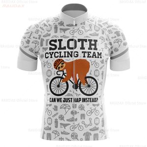 Camisas de ciclismo Tops Ciclismo Jerseys Homem Engraçado Sloth Team Verão Manga Curta Bicicleta Jersey Maillot Ropa Ciclismo Road Bike Equitação Ciclismo Camisas 230904