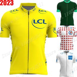 Camicie da ciclismo Top France Tour TDF Maglia da ciclismo Manica corta Giallo Abbigliamento da ciclismo Camicia da bici da strada Top da bicicletta MTB Wear Uniform Maillot 230625