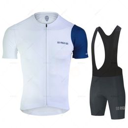 Cyclisme Chemises Tops Go Rigo Blanc Ensemble Vêtements Équipe Jersey Kit Hommes À Manches Courtes VTT Vêtements Vélo Uniforme Ropa Ciclismo Hombre 230713