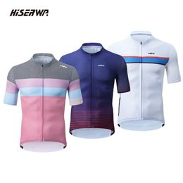 Fietsshirts Tops HISERWA Wielershirt Korte mouw Zomer Heren MTB Racefiets Sport Fietskleding Ademend Fietsshirt Tops 230625