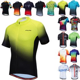 Cyclisme Chemises Tops Jersey Hommes Vélo Top VTT Vélo Chemise Montagne Route Équitation Vêtements À Manches Courtes D'été Cycliste Vélo Blouse Jaune 230728