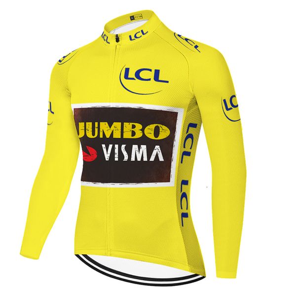 Cyclisme Chemises Tops Jumbo Visma Jersey France Tour Hommes Jaune Automne À Manches Longues Vélo Chemise Vélo De Route Vêtements 230728