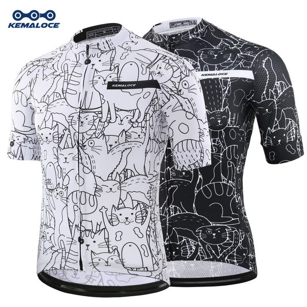 Chemises de cyclisme Hauts KEMALOCE Respirant Unisexe Blanc Dessin Animé Chat Maillot De Cyclisme Printemps Anti-Pilling Écologique Vêtements De Vélo Top Route Équipe Vélo 230918