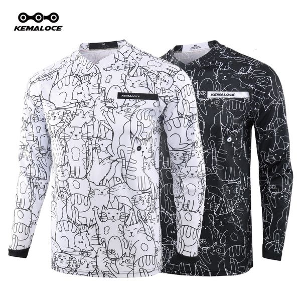 Camisas de ciclismo Tops KEMALOCE Hombres MTB Jersey Manga larga Unisex Blanco Mountain Bike Jersey Cartón Motocross Camisas Verano Motor Downhill Ropa 230906