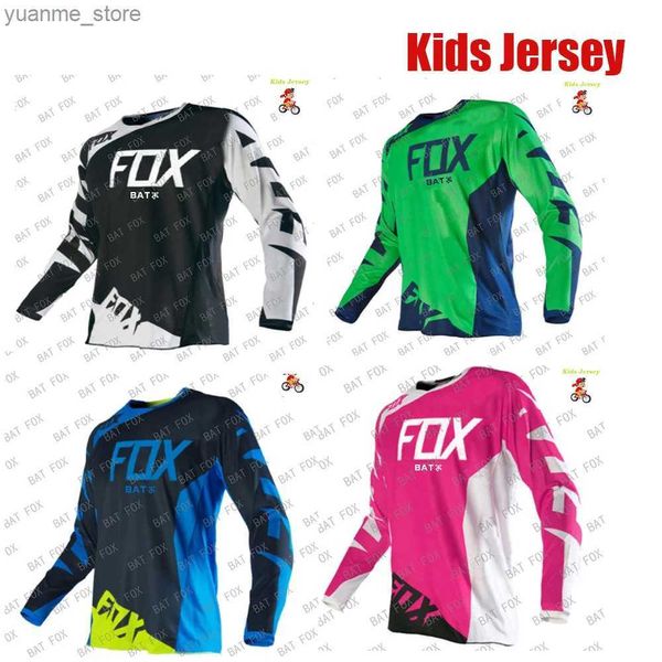 Chemises cyclables Tops Kids Motocross Jersey Downhill Cycling Jerseys Bat Mountain Bike Shirt Motorcycle Kids T-shirt Vêtements Cycling Y240410