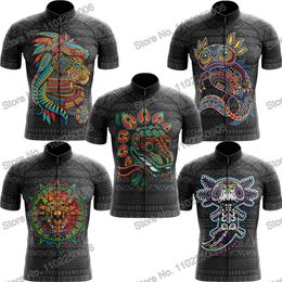 Chemises de cyclisme hauts aztèque mexicain Axolotl vêtements de cyclisme été maillot de cyclisme hommes chemise de vélo de route chemise de vélo à manches courtes 230828