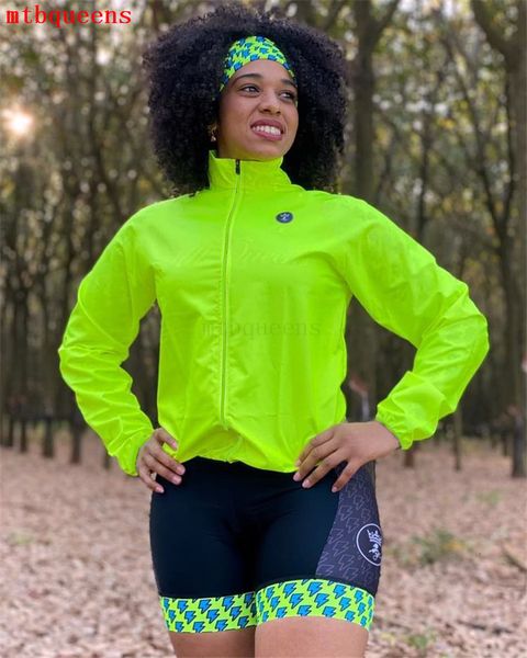 Camisetas de ciclismo Tops Mtbqueens Chaqueta de ciclismo al aire libre impermeable de manga larga Fluorescente Verde Mtb Bike Thin Motocross Jersey Rompevientos para mujer 230807