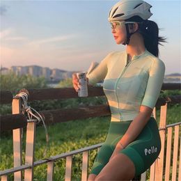 Cyclisme Chemises Tops Pella Jersey Ensemble Femmes Vélo Gel Shorts Costumes Route VTT Vêtements Ciclismo Maillot D'été Respirant Porter 230713