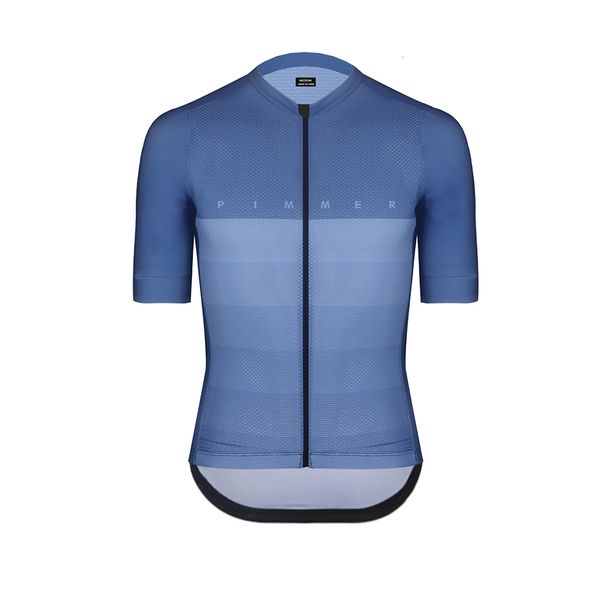 Chemises de cyclisme hauts pimmer classique bleu été grimpeur maillot de cyclisme léger à manches courtes vêtements de cyclisme pour les jours d'essai rouler bleu gris 230828