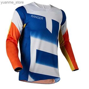 Fietsende shirts tops Ranger Long Short Rider Mens lange mouw jersey fietsen shirt bmx downhill camiseta motorcross mx enduro ademende kleding y240410