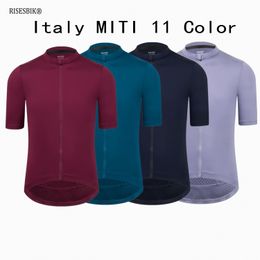 Chemises de cyclisme Hauts RISESBIK Maillot de cyclisme pour homme Manches courtes Vêtements de cyclisme Maillot de vélo de route Chemise Teinture complète Italie Tissu UPF 50 230518