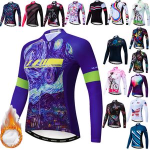 Fietsshirts Tops Sterrenhemel Dameswielrenshirt Lange mouw Winterfietsjack Thermische fietskleding Tops Warm wielershirt Fietsen Blouse 230828