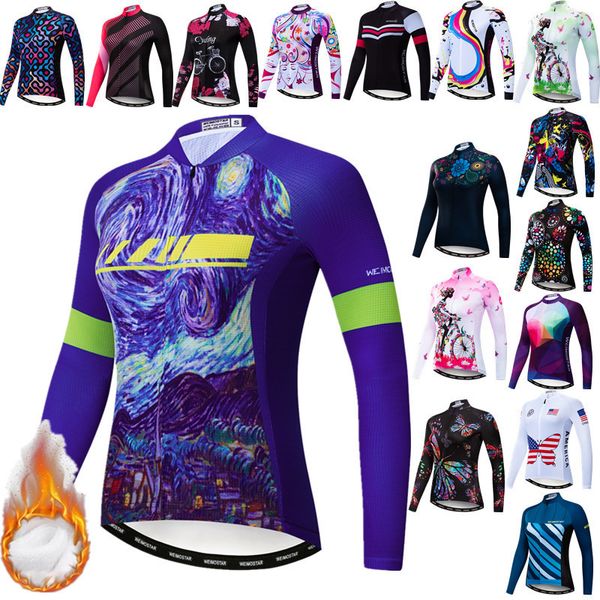 Chemises de cyclisme hauts Starry Sky maillot de cyclisme pour femmes à manches longues veste de vélo d'hiver vêtements de vélo thermique hauts chemise de cyclisme chaude chemisier de vélo 230828