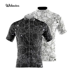 Fietsshirts Tops Zomer Wielrenshirt Heren Mountainbike Spandex Uniformen Team MTB Fietskleding Mouwen Dragen Wielrenshirt Zwart Kat Shirt 230904