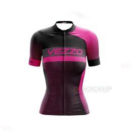 Fietsende shirts tops Vezzo Women Cycling Jersey Cycling Clothing Cyclie fietsen fietsen korte mouw mountain bicycle kleding 230820