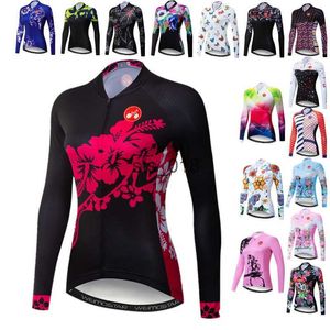 Fietsende shirts Tops Weimostar Autumn Cycling Jersey Dames met lange mouwen Mountain Bike Shirt Tops Jacket Spring Bicycle Cloths Pro Team Cycle Wear T230303