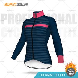 Camisetas de ciclismo Tops Invierno Ciclismo Jersey Mujer Chaqueta Térmica Fleece Sudadera Dama Bicicleta Manga larga Tops Ropa Ciclismo Mujer Bicicleta Entrenamiento 230616