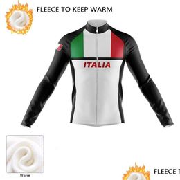 Cycling Shirts Tops Jerseys de invierno 2022 Italia Team Mountain Bike Bicicletas Menigaciones Mangas largas ROPA DE CICLISMO Jacket caliente Dr Dhmow