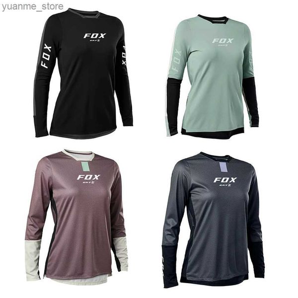 Les chemises à vélo en tête des femmes à manches longues en downhill Bat Motocross Mountain Jersey Off-Road Cycling Jersey Y240410