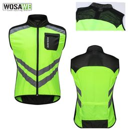 Fietsshirts Tops WOSAWE Fietsen Reflecterend Vest Winddicht Hardlopen Veiligheidsvest Motor Gilet MTB Rijden Fiets Fietskleding Mouwloos jack 230718