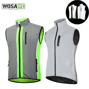 Camisetas de ciclismo Tops WOSAWE Deportes de ciclismo de verano Chaleco reflectante completo Chaqueta sin mangas Correr a prueba de viento Chaleco a prueba de lluvia Chaleco de bicicleta transpirable 230718