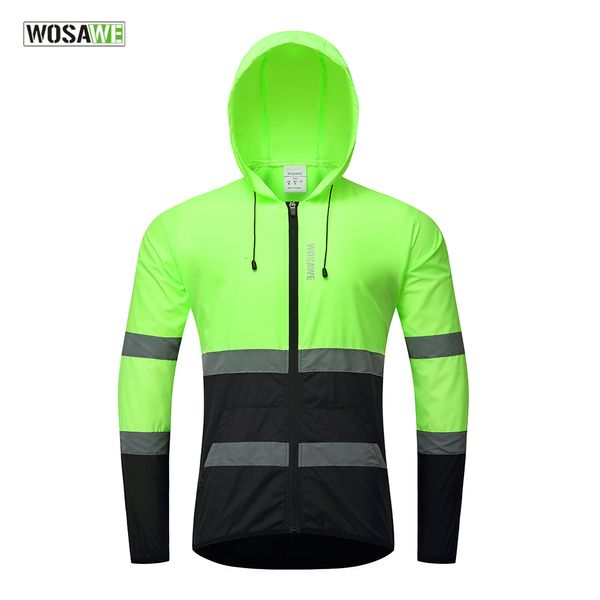 Cyclisme Chemises Tops WOSAWE Ultralight Réfléchissant Vélo Veste À Capuche VTT Vélo À Manches Longues Jersey Hommes Équitation Imperméable Coupe-Vent Vélo Gilet 230213