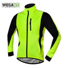 Camisas de ciclismo Tops WOSAWE Chaqueta de ciclismo de invierno para hombre Impermeable a prueba de viento Térmica Fleece Bike Jersey MTB Ciclismo de carretera Chaqueta de snowboard Abrigo 230807