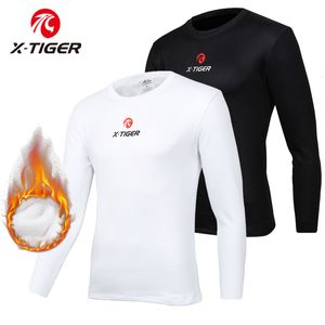 XTIGER Chemises de Cyclisme pour Homme Hiver Thermique à Manches Longues Chemisier de Cyclisme Garder au Chaud Col Rond Mince Couche de Base de Cyclisme 230306