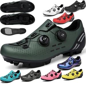 Zapatos de ciclismo 2024 zapatillas de deporte Mtb con tacos hombres deportes de carbono bicicleta de velocidad mujeres carreras de montaña plana SPD calzado de carretera