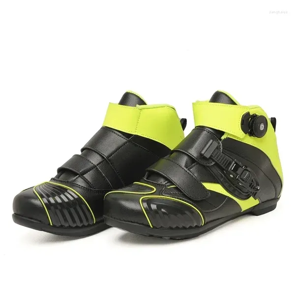 Chaussures à vélo Bottes de moto décontractées hommes moteur Cow Hide Cuir Motorbike Riding Anti-slip Rubber Sole Accessoires