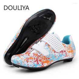 Chaussures à vélo Douliya Road Bike Women Flat Mtb Sneakers Auto-verrouillage Racing Bicycle Shoe Cleat Mountain Spd Clits Footwear 37-42