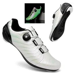 Zapatos de ciclismo para hombre y mujer, zapatillas luminosas con autosujeción, para bicicleta de montaña, todoterreno, con cordones, 47