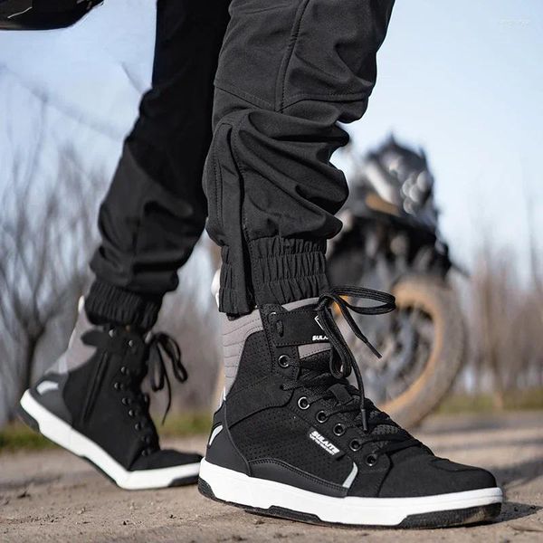 Chaussures à vélo hommes Bottes de moto respirant Anti-Fall Road Road Racing Gear Casual Shift Rubber Sole Sole Reflective Motorbike