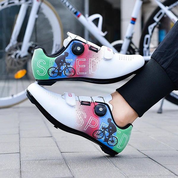 Zapatos de ciclismo para hombre, candado de bicicleta, transpirable, fondo duro, conducción en carretera, deportes al aire libre, suela de goma sin candado