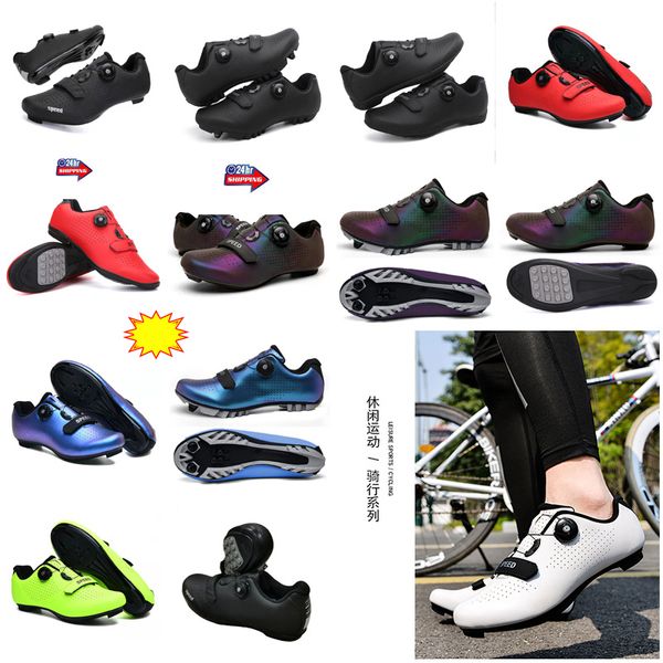 Chaussures de cyclisme hommes sport Dirt Road vélo chaussures plat vitesse cyclisme baskets appartements montagne vélo chaussures unisexe garçons redd bleu greenn scooer ru GAI